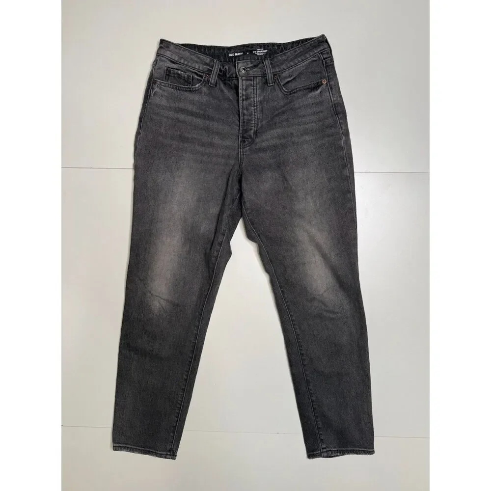 Old Navy Women’s 6 OG Straight Jeans High Rise Black Gray Wash Secret Smooth 26”